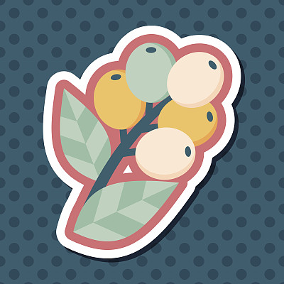 咖啡水果平板图标与长阴影，eps10图片下载