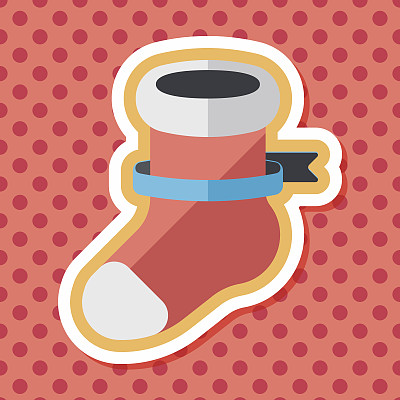 圣诞长袜与长影子扁平图标，eps10图片下载