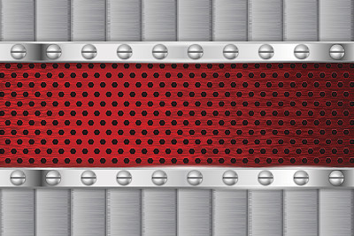 金属背景，红色穿孔铆钉元素图片下载