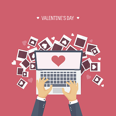 矢量插图。背景与照片。爱,心。情人节图片下载