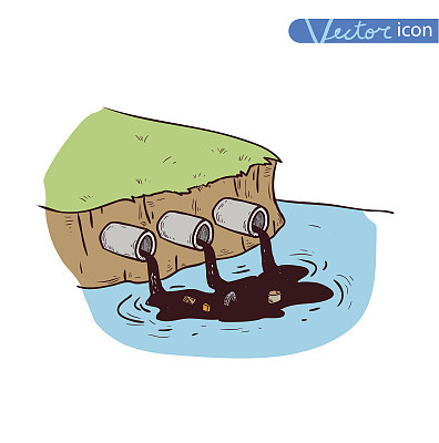 垃圾污染水域，向量图片下载