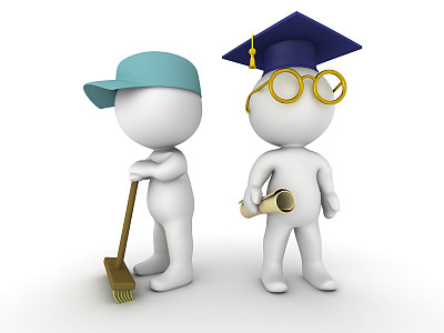 男人们装扮成看门人和毕业生图片下载