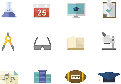 平面颜色图标-学校图片下载