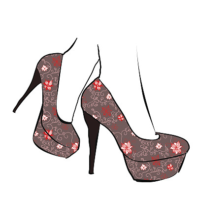 时尚高跟鞋横幅，打印，矢量插图，素材图片