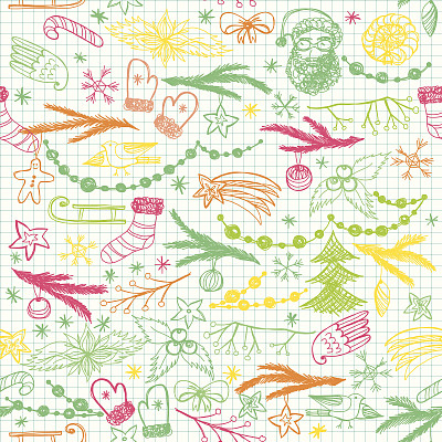 无缝手绘圣诞图案图片下载