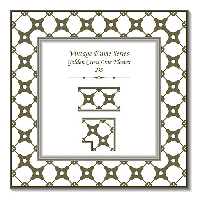 古董3D框架235黄金交叉线花图片下载