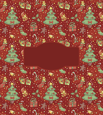 装饰着五彩纸屑的圣诞卡。图片下载