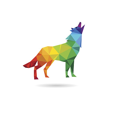 Wolf抽象孤立在白色背景上，矢量插图图片下载