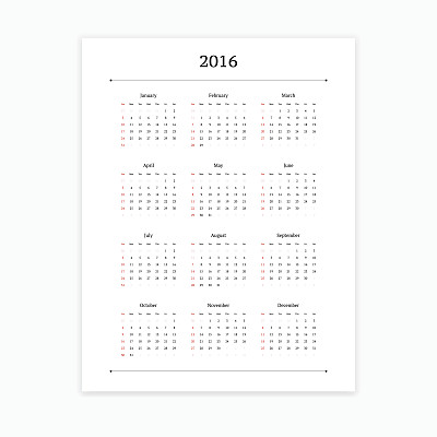 2016年日历模板图片下载