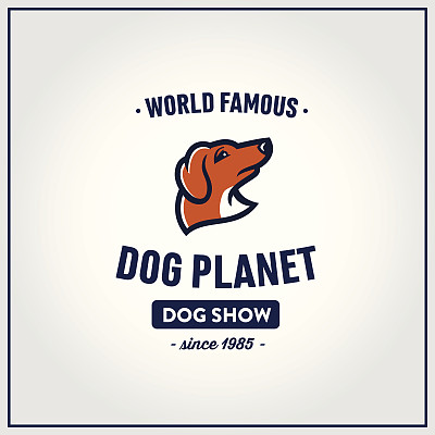 腊肠犬狗头复古标志图片下载