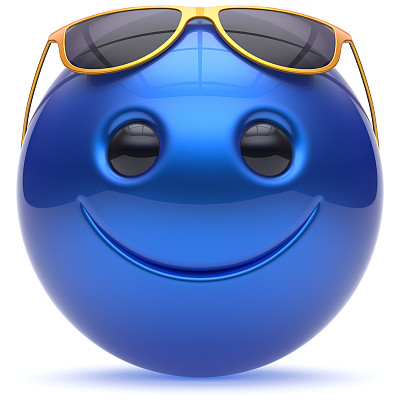 笑脸开朗头球球表情卡通蓝色图片下载