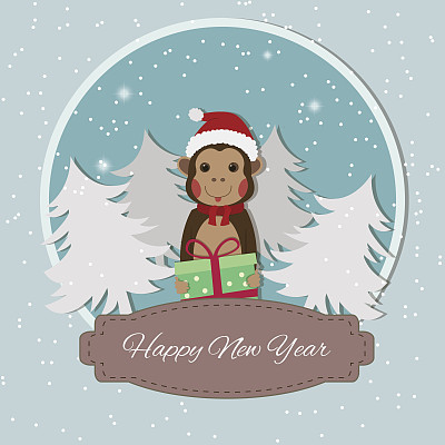 十二生肖-猴子。2016年新年的象征。图片下载