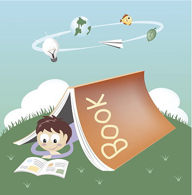 学生在书帐篷里看书图片下载