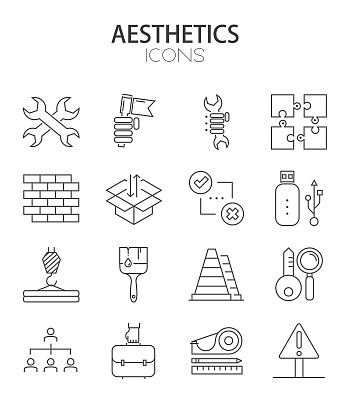 向量现代细线平面设计的图标集图片下载