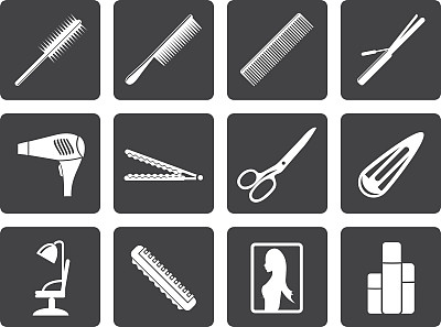 黑色的美发、发型和化妆图标图片下载