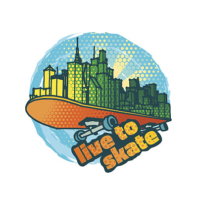 滑板运动矢量标志图片下载