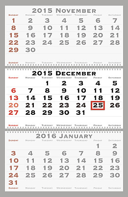 2015年12月有红色年代标记图片下载