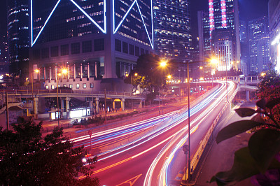 香港的夜间交通图片下载