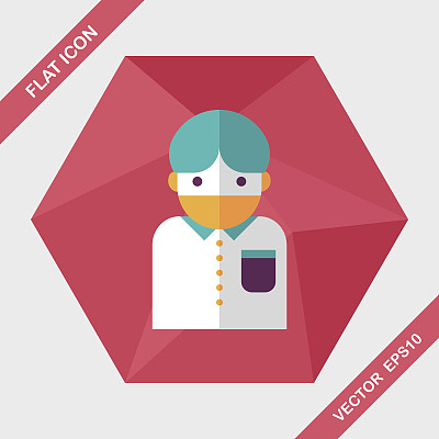 病人平面图标与长阴影，eps10图片下载