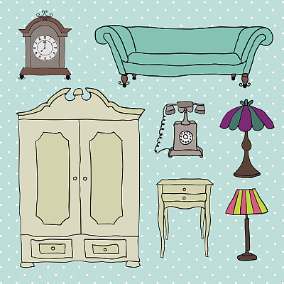 客厅的矢量图标集图片下载