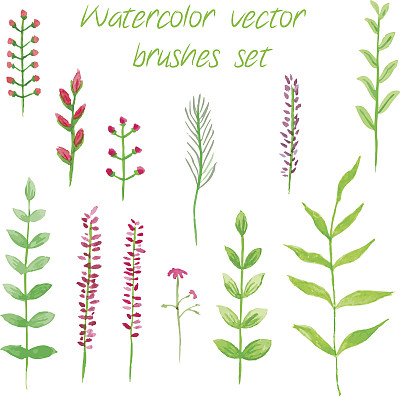 矢量水彩画笔集。素材图片
