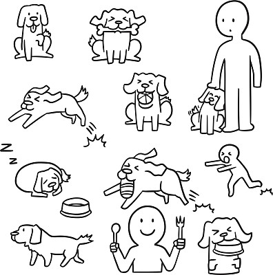 男人和狗矢量素材图片下载