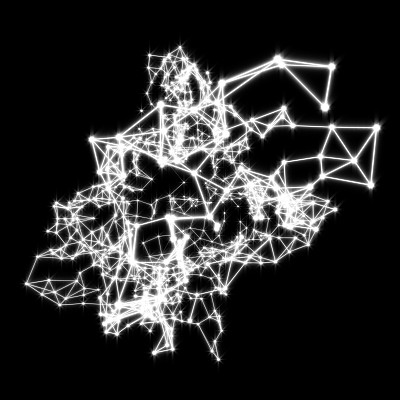 白色魔术闪亮连接的点在黑色。抽象的背景图片下载