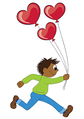 一个卡通非洲男孩跑步的插图图片下载