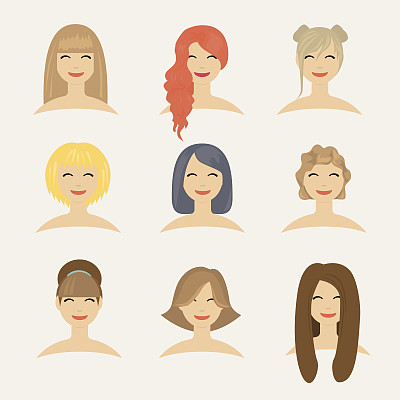 平面现代设计矢量插图的发型概念图片下载