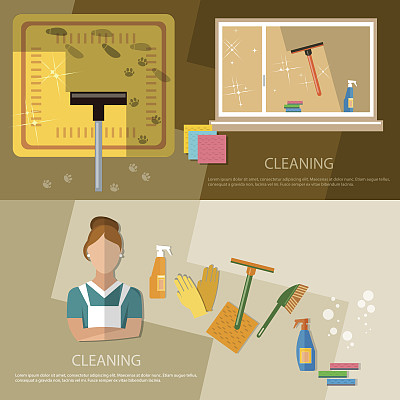 清洁服务和清洁用品横幅家庭清洁图片下载
