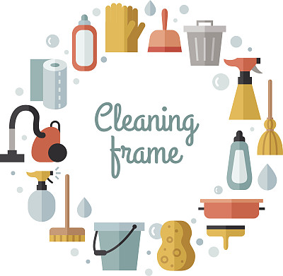 清洗平面多色矢量圆架。简约的设计。图片下载