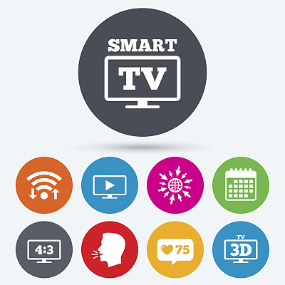 智能电视模式图标。3 d电视的象征。图片下载
