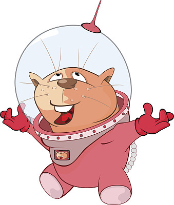 可爱的猫宇航员的插图。卡通人物图片下载