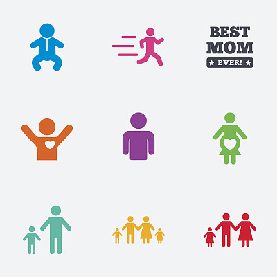 人来说,家庭的图标。孕妇的迹象。图片下载