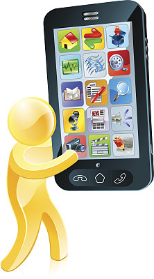 拿着手机的黄金男人图片下载