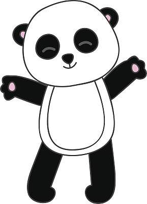 可爱的卡通熊猫孤立在白色图片下载
