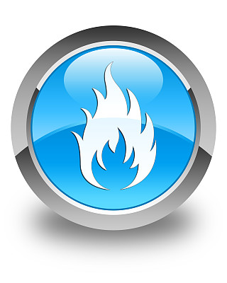 火图标亮青蓝圆形按钮图片下载