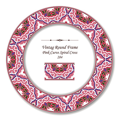 复古圆形复古框架-粉红色曲线螺旋十字图片下载