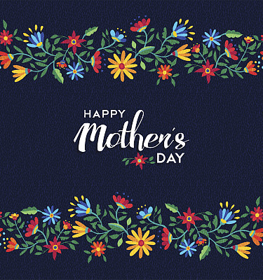 母亲节快乐复古花卉图案背景图片下载