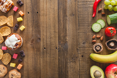 不健康食品和健康食品图片下载