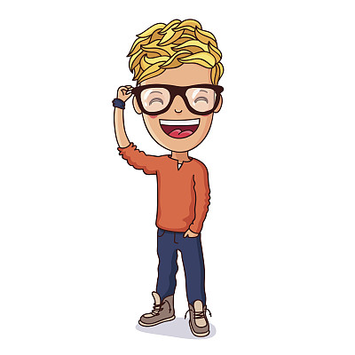 孩子戴眼镜。矢量插图。图片下载
