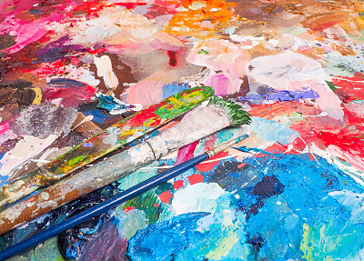 用刷子和明亮的油彩作为背景图片下载