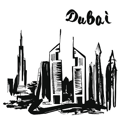 手绘迪拜摩天大楼图片下载