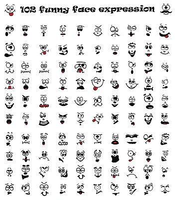 卡通脸的集合。图片下载