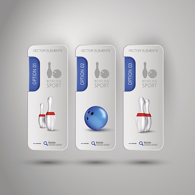 逼真的保龄球物体上的灰色商业横幅作为设计图片下载