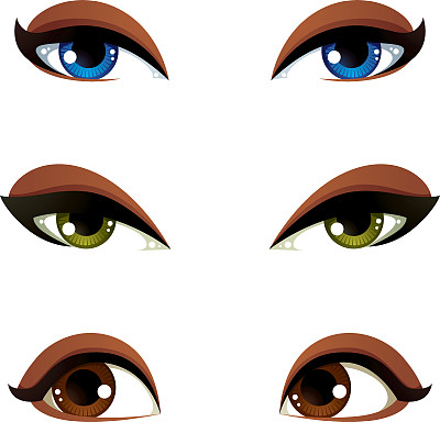 向量女性的眼睛收集在不同的情绪图片下载