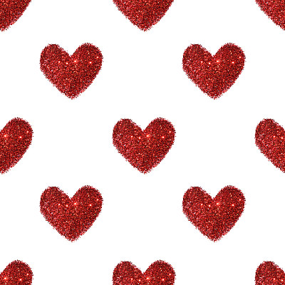 背景与心形红色闪光，无缝图案图片下载