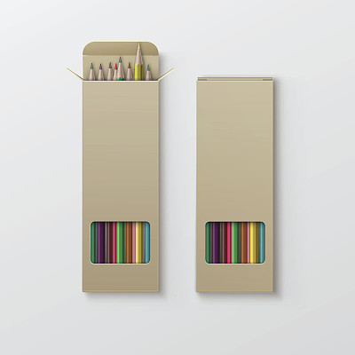 矢量盒的彩色铅笔孤立的背景图片下载