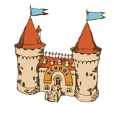 程式化的城堡形象。仙女的学校。vektor插图图片下载