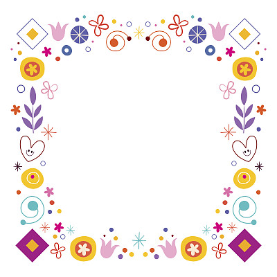 抽象艺术花卉自然复古边框设计元素图片下载